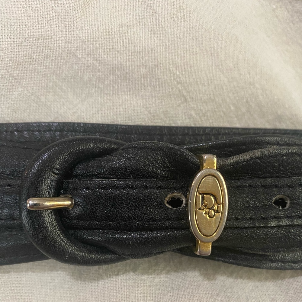 Vintage Black Leather Dior Belt